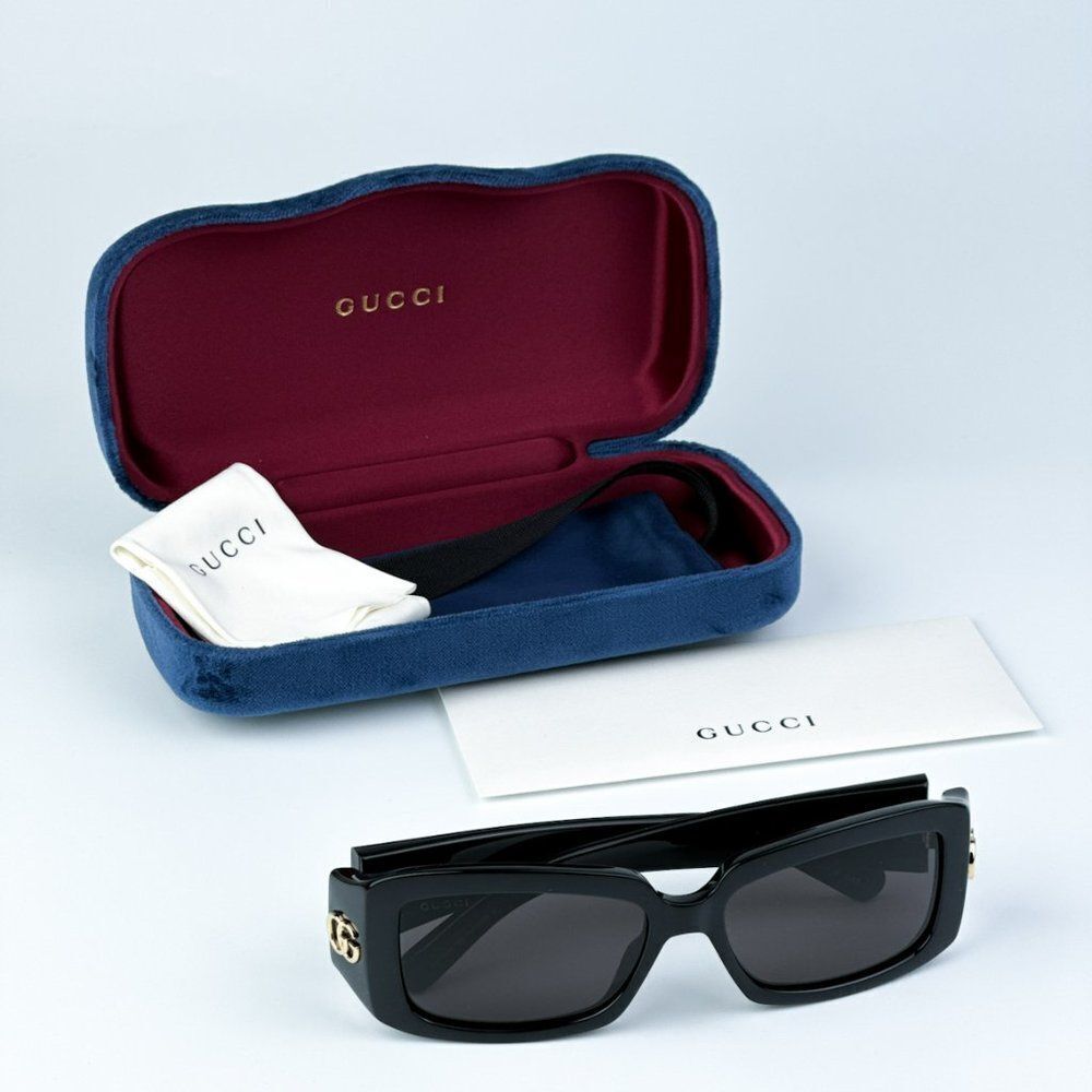 NEW Gucci GG1403S 001 Black Grey Unisex Rectangle Sunglasses GG 1403S - Picture 14 of 15